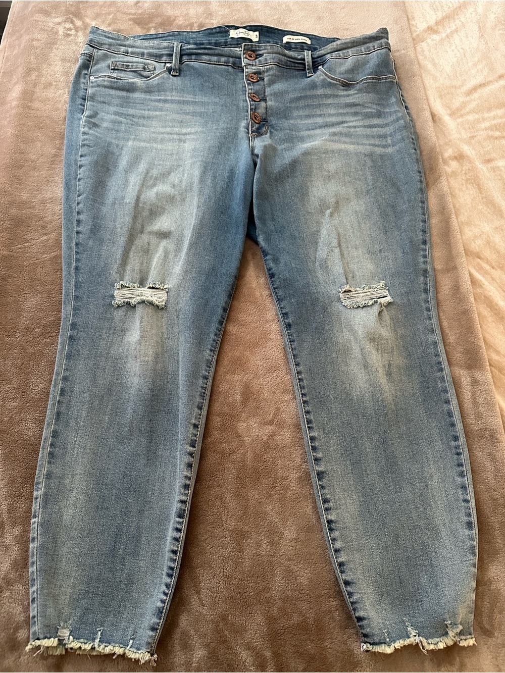 Light Blue Distressed Boyfriend Jeans